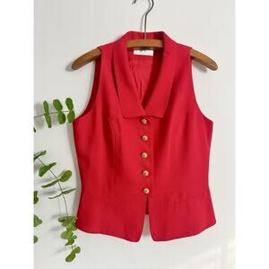 Vintage Cache Size 12 Red Vest Button Up Tailored Tank Top
